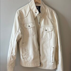 Elegant Cream Leather Jacket for Women
